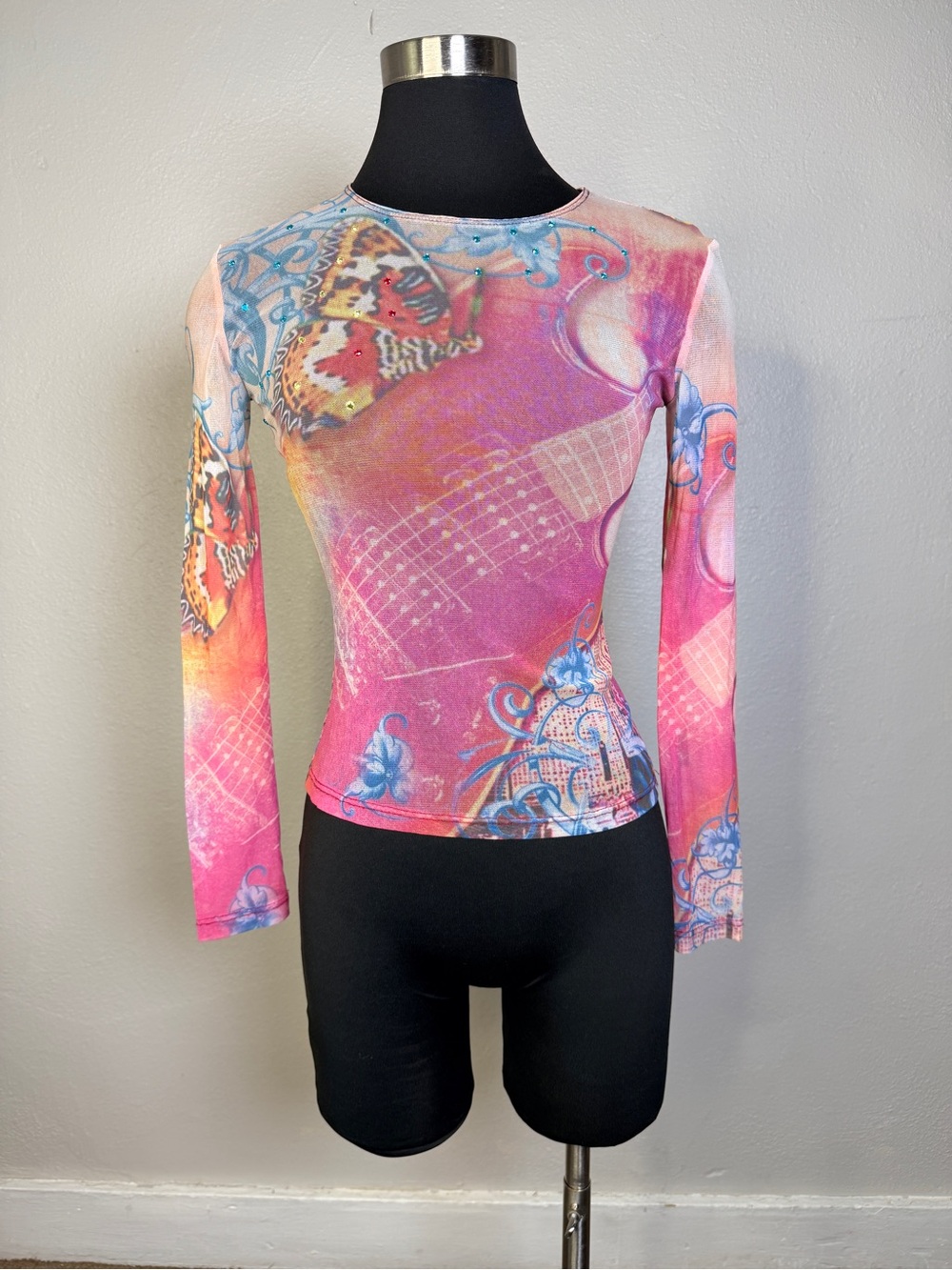 2000s Y2K Just In Time Micro Mesh Butterfly Guitar Top